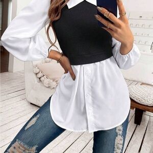 SHEIN Black and White Blouse